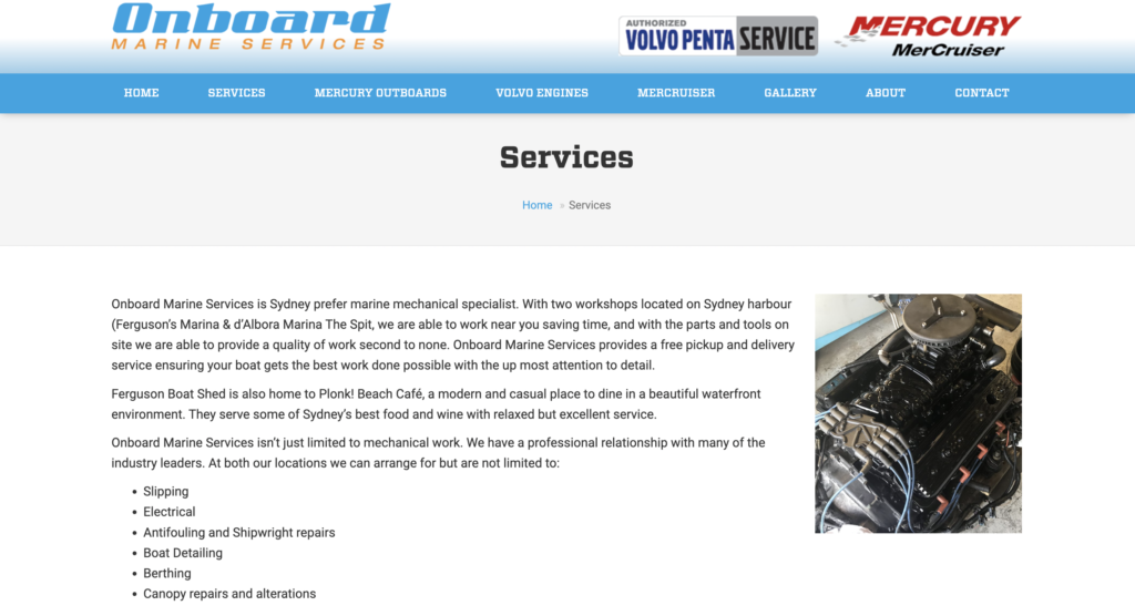 Onboard Marine Services Engines