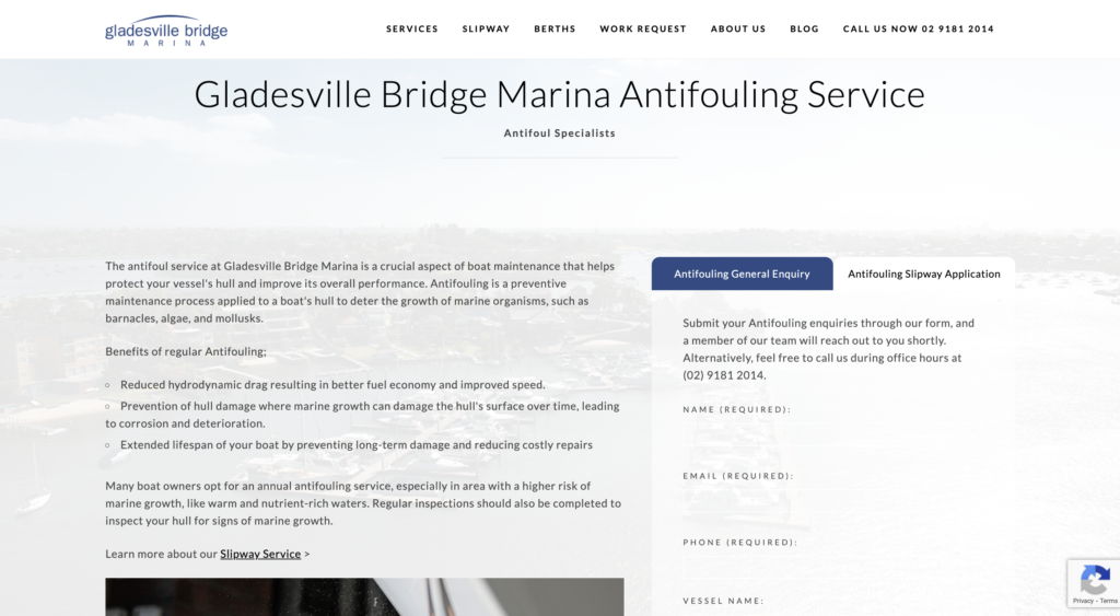 Gladesville Bridge Marina Antifouling Service