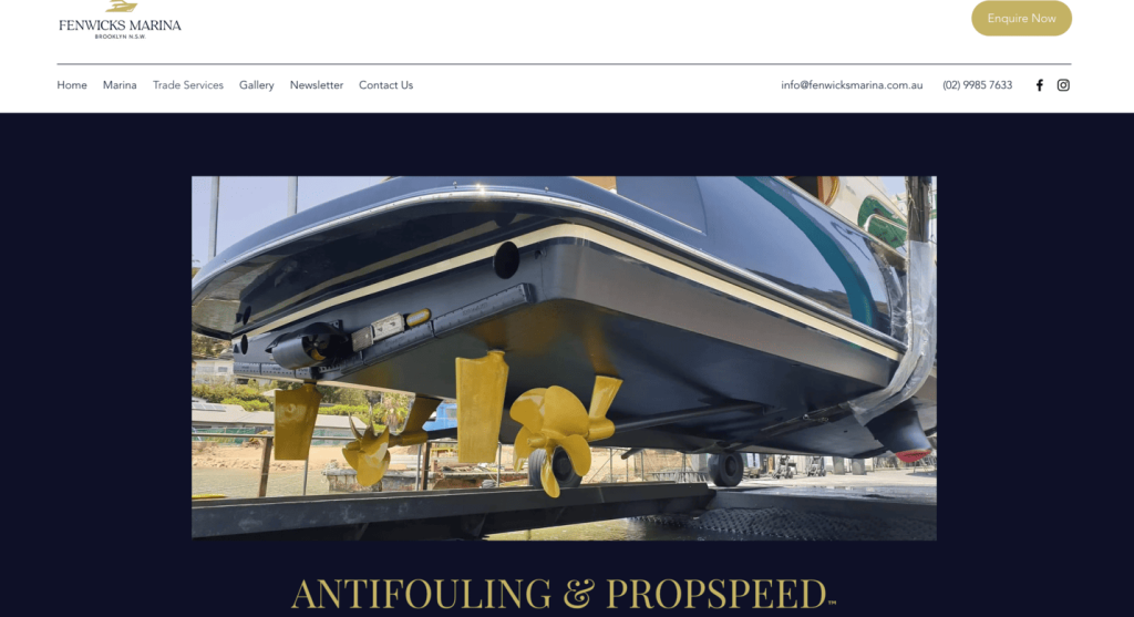 Boat Antifouling Services in Hawkesbury River Fenwicks Marina website