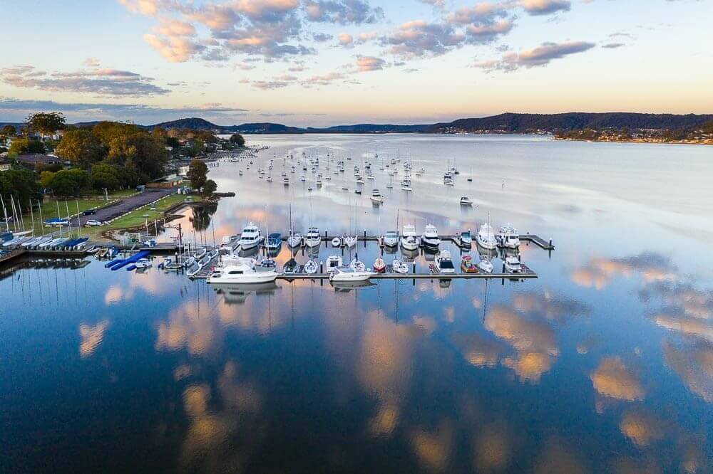 Gosford Sailing Club Aerial View Public Swing Moorings on Brisbane Water