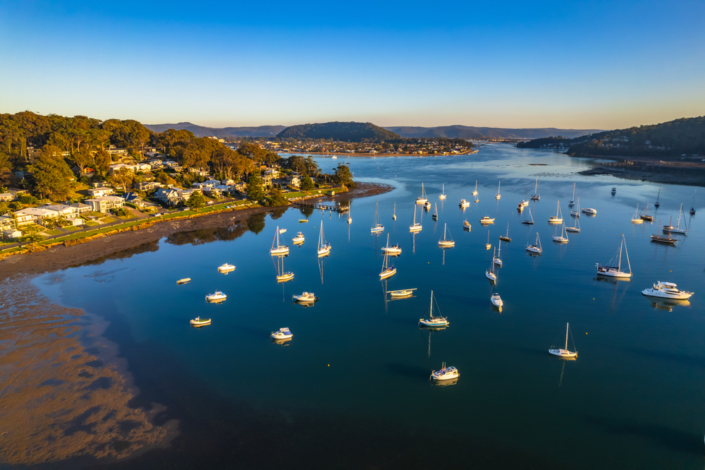 Hardys Bay Aerial View Public Swing Moorings on Brisbane Water