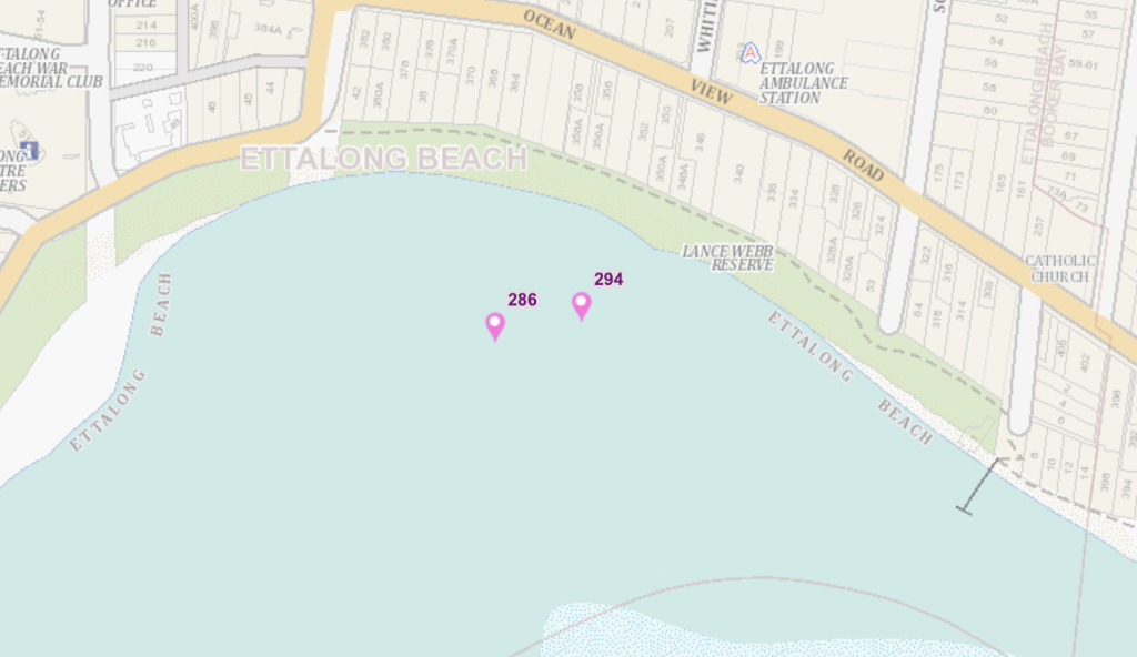 Public Swing Moorings on Brisbane Water Ettalong Beach Map