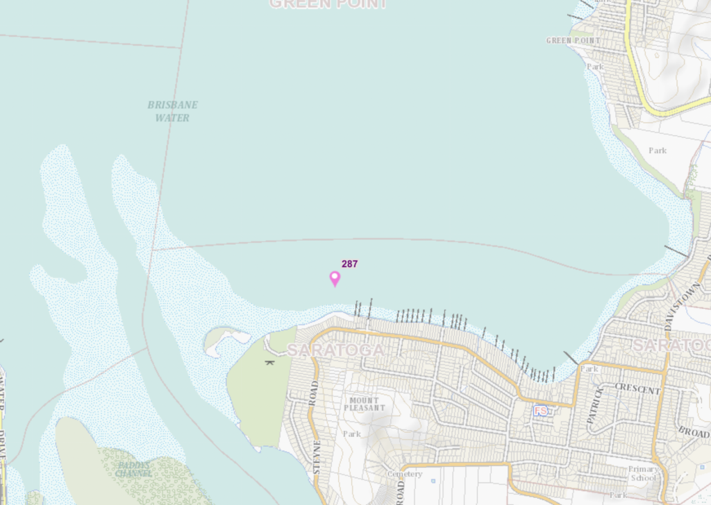 Public Swing Moorings on Brisbane Water Saratoga Map