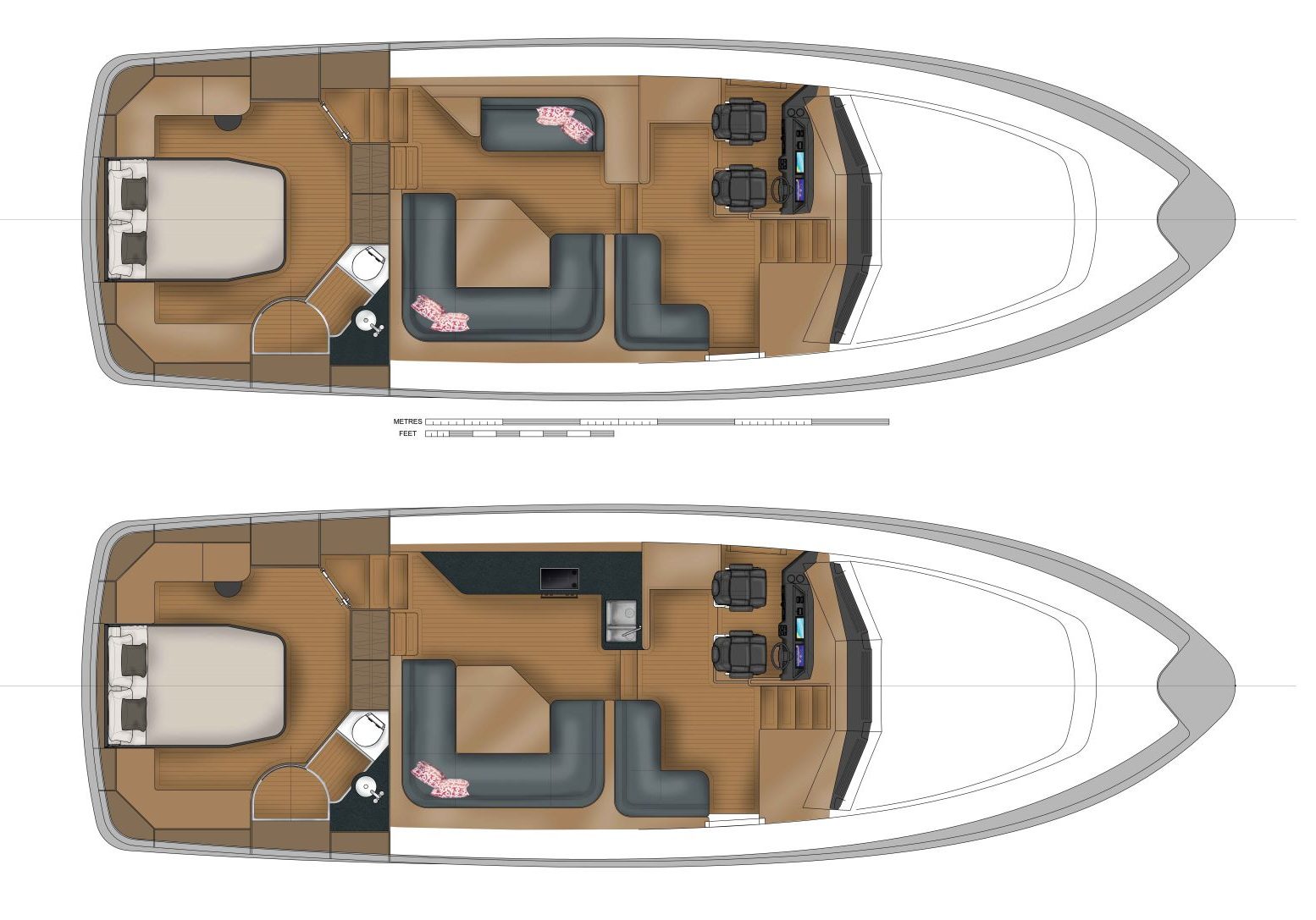 H53 interior layouts Hardy Motor Yachts Boat Sales Sydney Davis Marine Brokerage